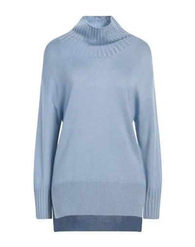 Alpha Studio Woman Turtleneck Sky Blue Size 10 Wool, Tencel