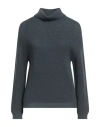 Alpha Studio Woman Turtleneck Slate Blue Size 8 Merino Wool