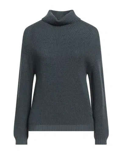 Alpha Studio Woman Turtleneck Slate Blue Size 8 Merino Wool