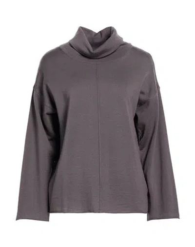 Alpha Studio Woman Turtleneck Taupe Size 6 Merino Wool In Gray