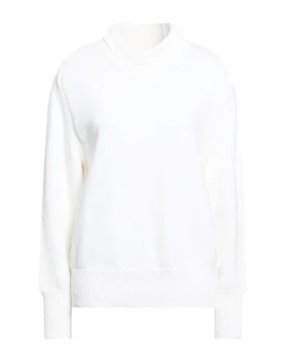 Alpha Studio Woman Turtleneck White Size 10 Cotton, Polyamide
