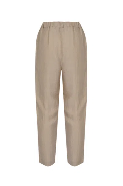 Alpha Studio Women's Linen Trousers Beige In Neutral