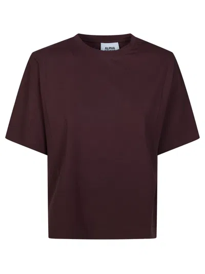Alpha Studio Womens Boxy Cotton Stretch T-shirt In Burgundy