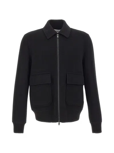 Alpha Studio Wool Bomber Jacket In Black