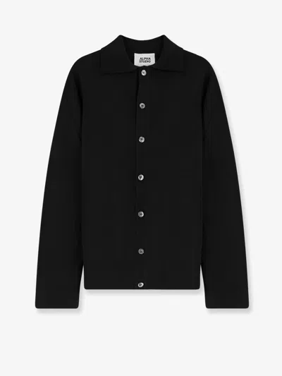 Alpha Studio Wool Cardigan In Black