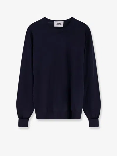Alpha Studio Wool Sweater In Blue