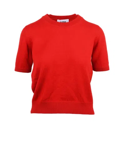 Alpha Studio Wool Under-jacket Pullover With Crew Neck Design In Red