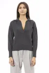 Alpha Studio Green Wool Sweater In Grey