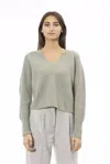 Alpha Studio Green Wool Sweater In Grey