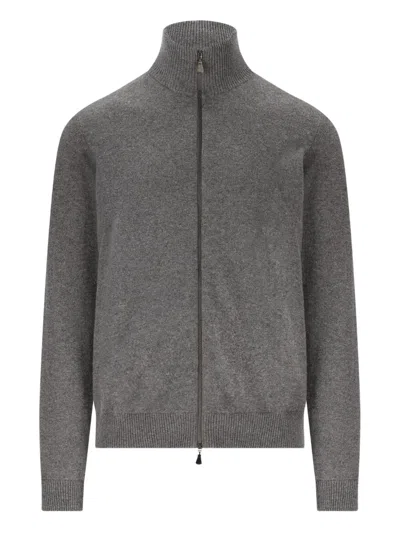 ALPHA STUDIO ZIP-UP CASHMERE CARDIGAN