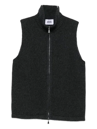 Alpha Studio Zip-up Sleeveless Cardigan In Green