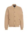 Alpha Tauri Beige Wool-blend Bomber Jacket With Boxy Fit And Discreet Logo In Multi