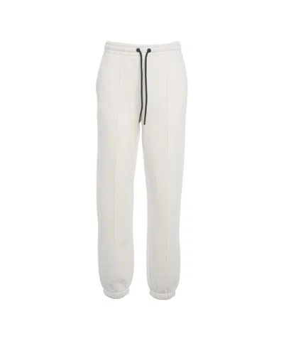 Alpha Tauri Joggers With Vertical Seam Detail And Logo Accents In White