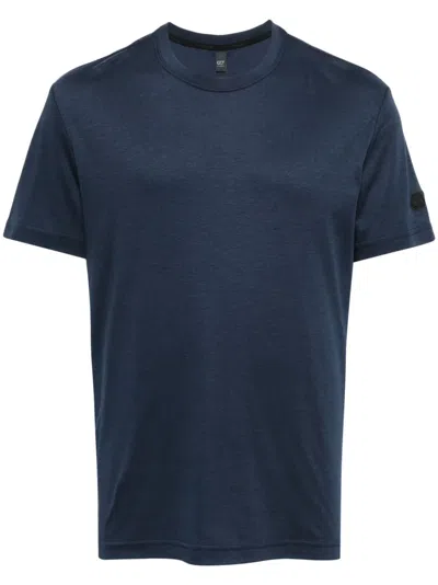 Alpha Tauri Logo-appliqué Crew-neck T-shirt In Blau