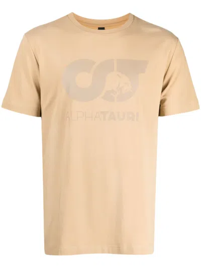 Alpha Tauri Logo-print Stretch-cotton T-shirt In Neutrals