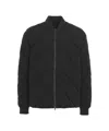 Alpha Tauri Quilted Black Bomber Jacket With Ribbed Accents In Black