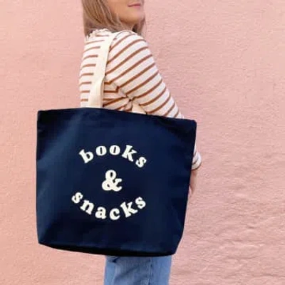 Alphabet Bags : Navy Books & Snacks Bag In Blue