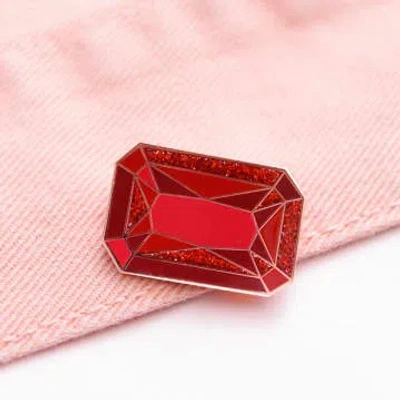 Alphabet Bags Ruby Birthstone Enamel Pin In Red