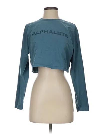 Pre-owned Alphalete Athletics Long Sleeve T-shirt In Teal