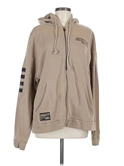 Pre-owned Alphalete Athletics Zip Up Hoodie In Tan