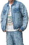 Alphastyle Alida Burnout Denim Jacket In Blue