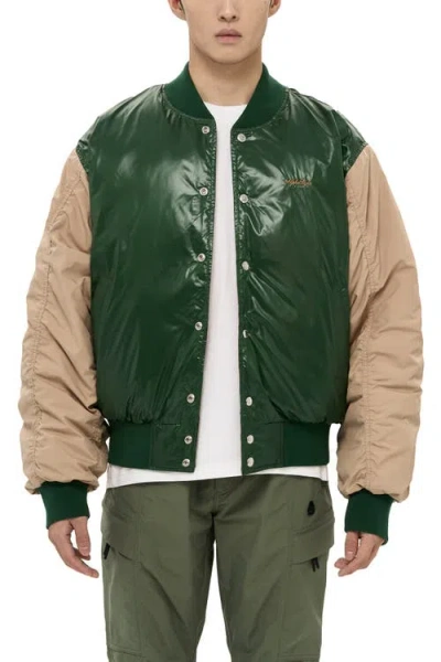 Alphastyle Hamden Mens Reversible Down Varsity Jacket In Green