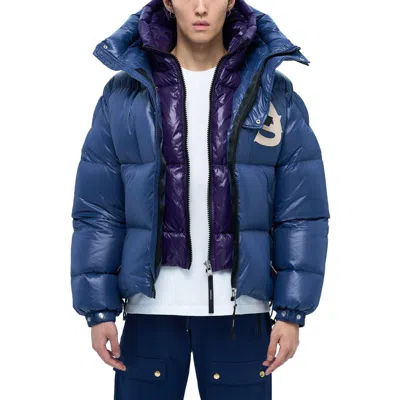 Alphastyle Kudu Gen Double Hood Puffer Jacket 2.0 In Blue