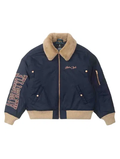 Alphastyle Men's Hermosa Primaloft Padded Flight Jacket In Navy
