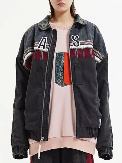 Alphastyle Men's Ina Faux-shearling Lined Patchwork Denim Trucker Jacket In Black