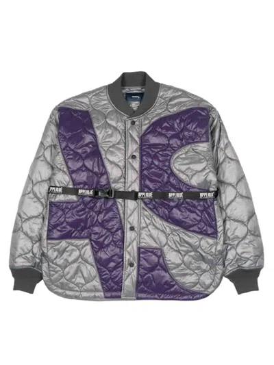 Alphastyle Men's Quilted Logo Bomber Jacket In Dark Grey