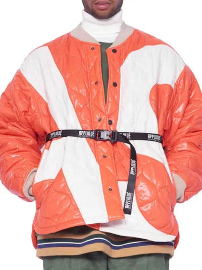 Alphastyle Men's Quilted Logo Bomber Jacket In Orange