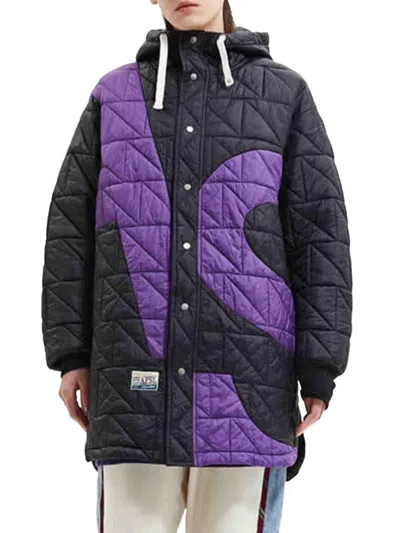Alphastyle Men's Joy Quilted Puffer Hooded Longline Jacket In Black