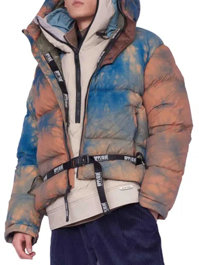 Alphastyle Men's Tie Dye Hooded Puffer Jacket In Blue