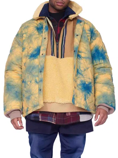 Alphastyle Men's Tie Dye Puffer Jacket In Tie Dye Yellow