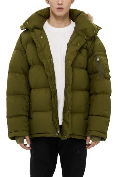 Alphastyle Minto Mens Detachable Hood Puffer In Green