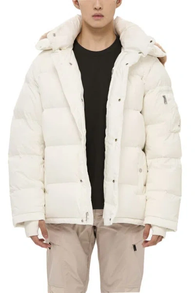 Alphastyle Minto Mens Detachable Hood Puffer In White