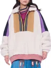 Alphastyle Women's Colorblock Faux Shearling Pullover In Bone