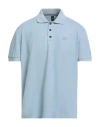 Alphatauri Man Polo Shirt Sky Blue Size Xxl Cotton, Elastane