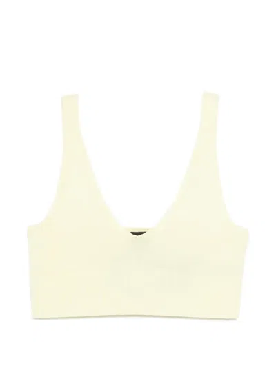 Alphatauri V-neck Ribbed Top In Neutral