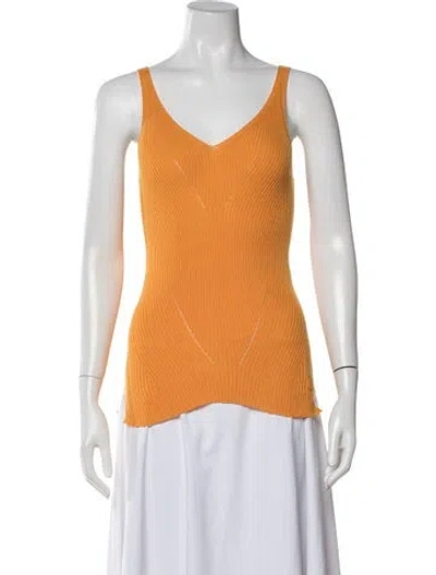 Pre-owned Alphatauri V-neck Sleeveless Top In Orange