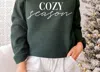 ALPHIA COZY SEASON GRAPHIC CREW NECK SWEATSHIRT IN GREEN