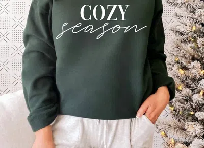 Alphia Cozy Season Graphic Crew Neck Sweatshirt In Green