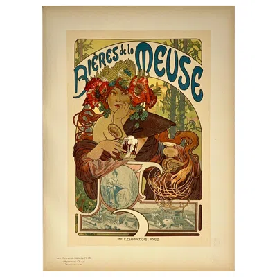 Pre-owned Alphonse Mucha Biéres De La Muse Maitres De L'affiche Original Vintage Poster Mucha Plate 182 In Sand