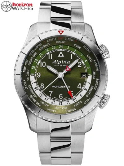 Pre-owned Alpina - Startimer Woldtimer Pilot Stainless Men's Quartz Watch - Al-255gr4s26b