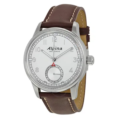 Alpina Alpiner Manufacture Silver Dial Brown Leather Men's Watch Al-710s4e6 In Brown / Silver