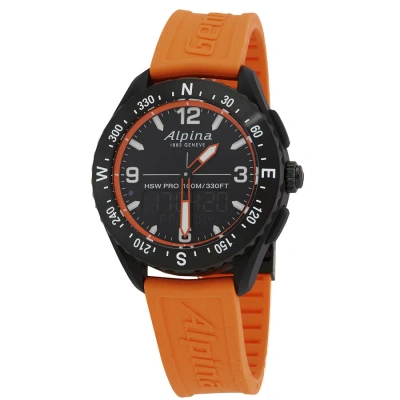 Alpina Alpiner X Quartz Black Dial Men's Smart Watch Al-283lbo5aq6 In Black / Digital / Orange