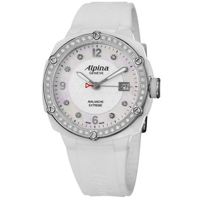 Alpina Avalanche Extreme White Dial Rubber Strap Ladies Watch 240mpwd3aecd6 In Mother Of Pearl / White