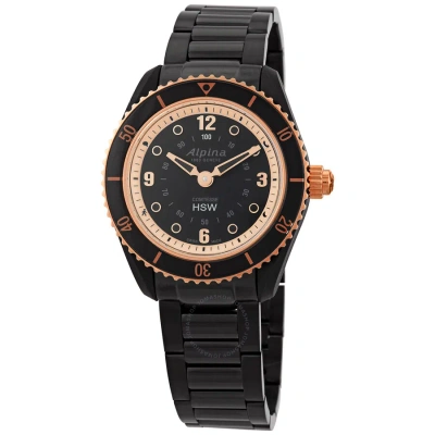 Alpina Black Dial Ladies Stainless Steel Horological Smart Watch Al-281by3v4b In Black / Gold Tone / Rose / Rose Gold Tone