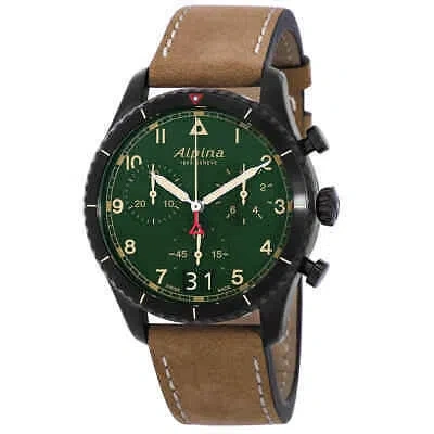 Pre-owned Alpina Chronograph Quartz Green Dial Men's Watch Al-372gr4fbs26
