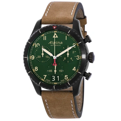 Alpina Chronograph Quartz Green Dial Men's Watch Al-372gr4fbs26 In Beige / Black / Brown / Green